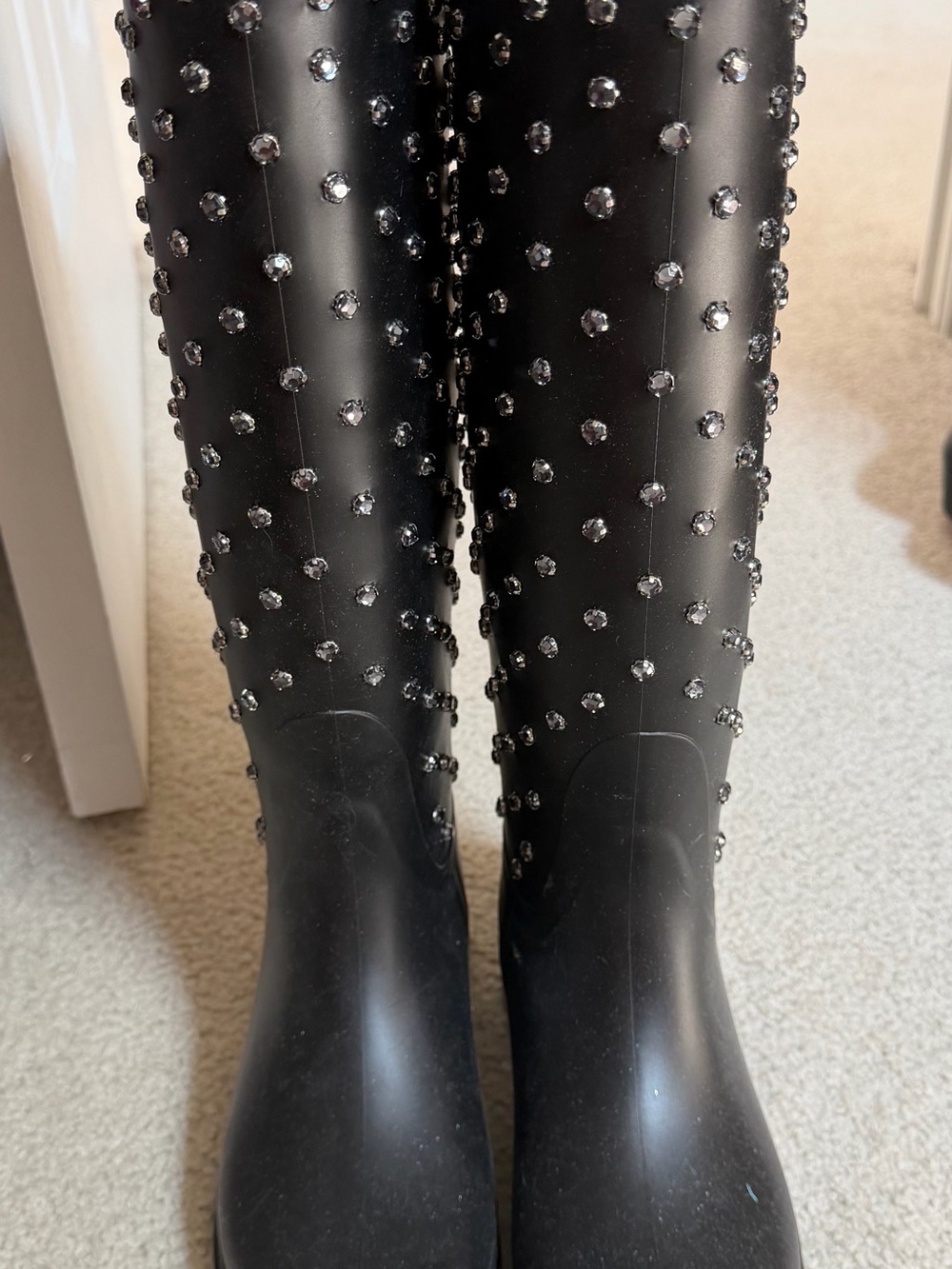 Rare brand new Yves Saint Laurent Black Studded Rain Boots